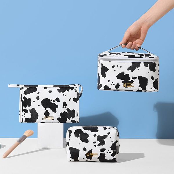 

storage bags cow pattern cosmetic bag travel large-capacity toiletry portable multi-function organizer container