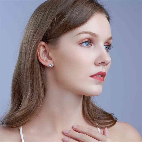 

925 sterling silver stud earrings classic crystal zirconia micro pave earrings for women anniversary gifts fashion jewelry-a, Golden;silver