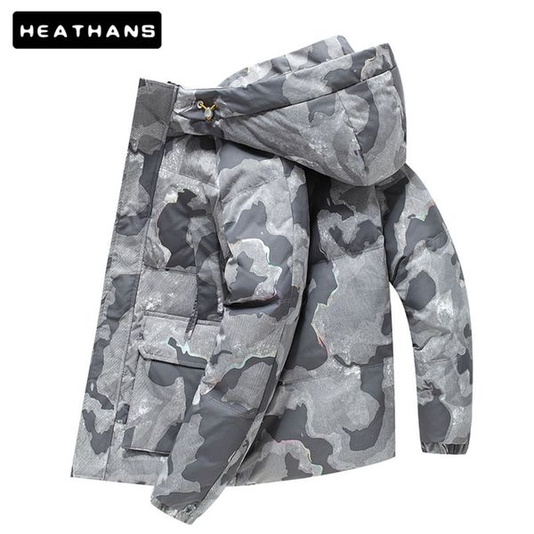 

men's camouflage tool et, thick coat, leisure duck feather white - 30 degre, winter, 90%, Black