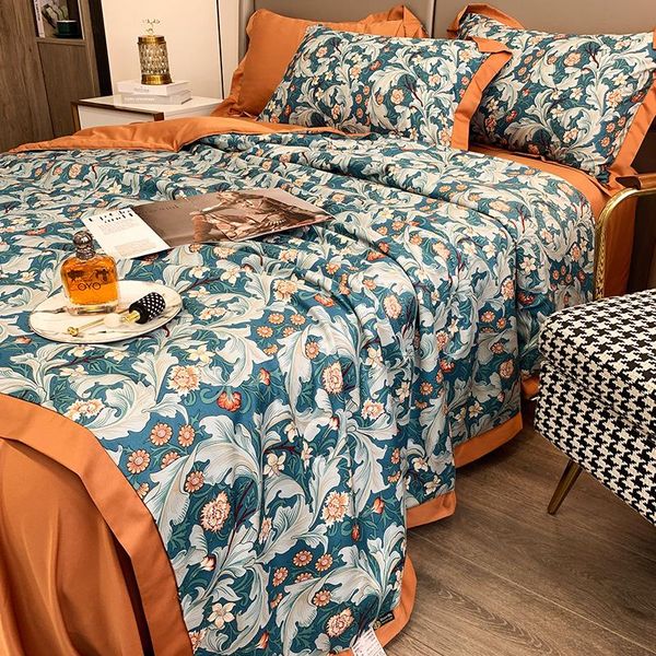 

comforters & sets ice silk summer blanket thin quilt duvets airable cover home high-end single double machine washable comfortable soft comf