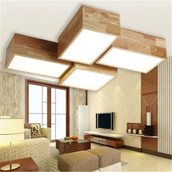 

ceiling lights nordic style diy simple solid wood room bedroom living cloakroom lamp combination log geometry japanese led ac