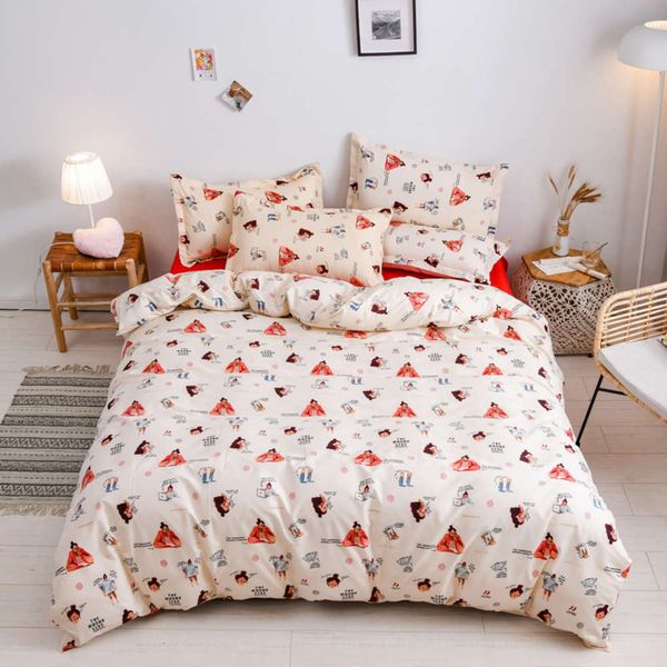 

bed linings simple matte printing set bedding aloe cotton cartoon four piece