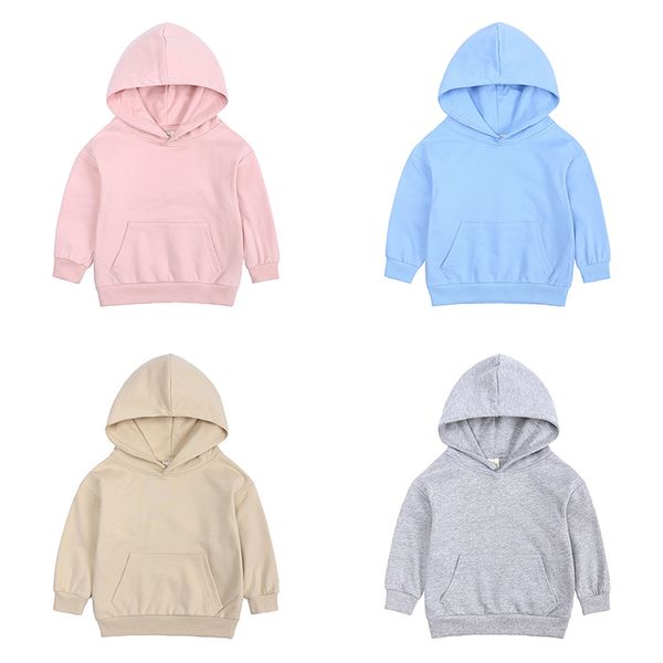 Kinder Hoodies Frühling Und Herbst Kinder Langarm Sweatshirts Mode Junge Mädchen Solide Tops Kleidung M3615