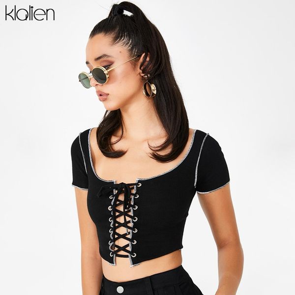 

black short sleeve aesthetic female t-shirt kawaii kpop womens clothes 2021 summer skinny crop ropa mujer, Black;gray
