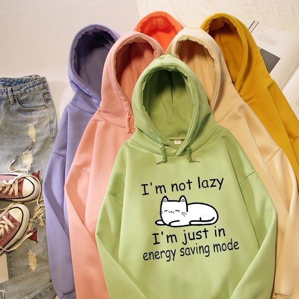 

i am not lazy letter womens sweatshirts cat print warm oversized kpop sweatshirt harajuku streetwear kawaii jacket soft meng, Black