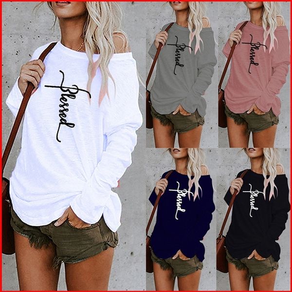 

letter off shoulder spring summer women casual y2k dill long sleeve loose t shirts female pullover camisetas mujer 220307, White