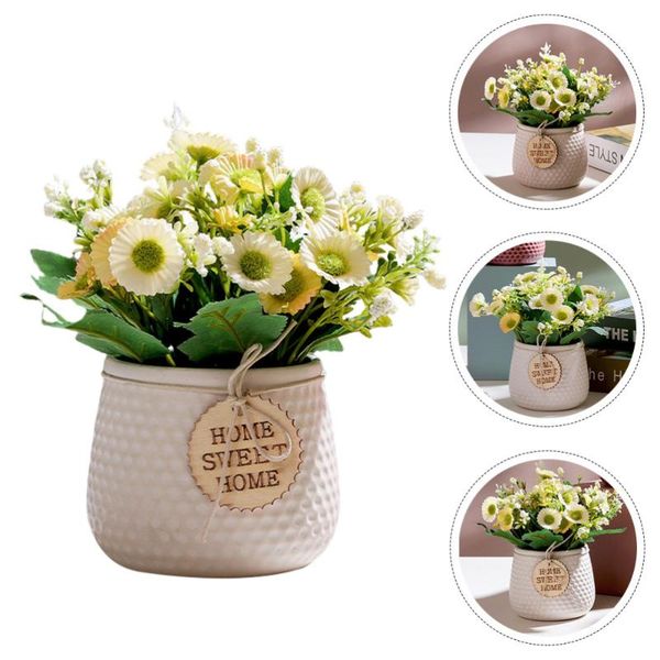 

decorative flowers & wreaths 1pc imitated daisy potted plant vivid ceramic pot simulated bonsai
