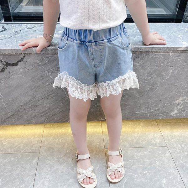 

baby girls jeans lace floral toddler patchwork infantil summer kid clothes, Blue