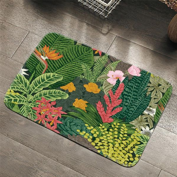 

carpets nordic style tropical plants bathroom floor mats toilet rugs summer flower leaf kitchen area rug pads absorbent front door