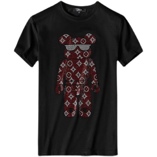 

2021 short-sleeved t shirt men's net celebrity bear ins light luxury fashion mercerized cotton couple wear trend wild and handsome, White;black