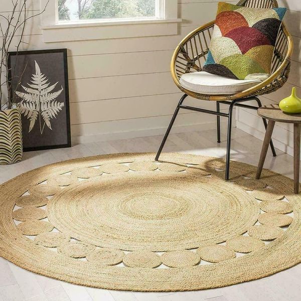 

carpets jute round rug carpet weaving style 100% pure natural decorative rugs and for home living room area