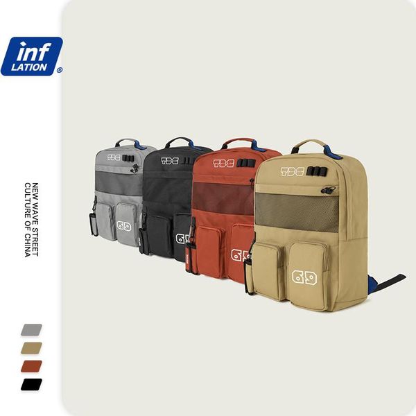 

backpack men's trend ins personalized multi pocket leisure travel bag large capacity multi-function computer