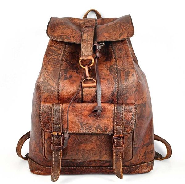 

backpack classical vintage veg-tanned genuine leather