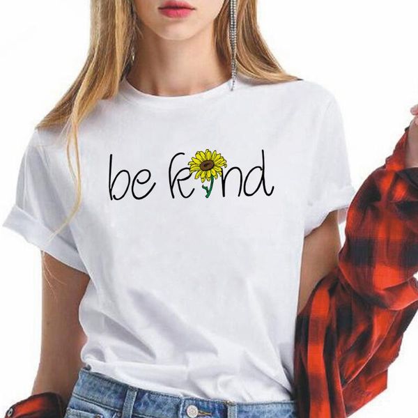 

be kind casual t shirt women 2021 beginning oversize harajuku short sleeve fashion european power kindness hipster clothes women's t-sh, White