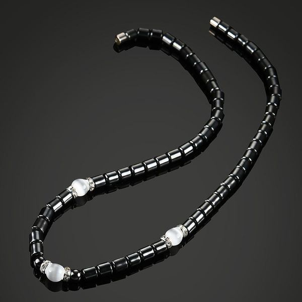 

pendant necklaces match-right women health energy healing black hematite with magnetic therapy of beads necklace for jewelry lg101, Silver