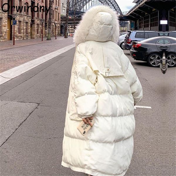 

women's down & parkas orwindny 2021 fashion long women zipper oversized warm jackets female snow wear cotton padded clothing large fur, Black
