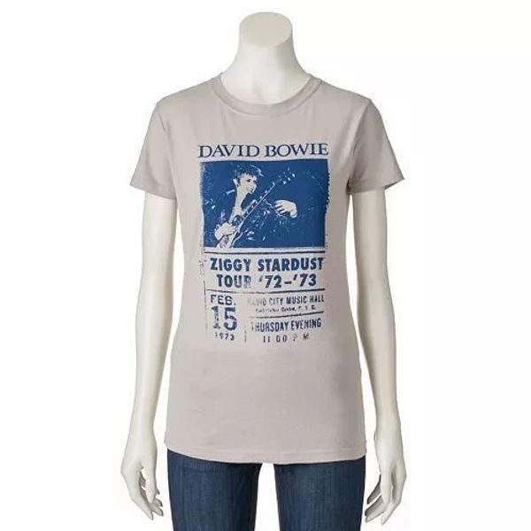 

David Bowie ZIGGY STARDUST TOUR Girls Women's T-Shirt Licensed & Official RARE!!, White;black