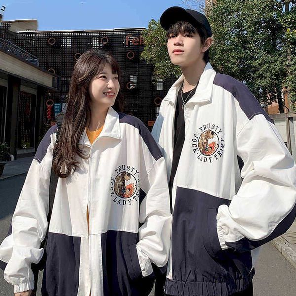 

safari style jacket female student spring autumn korean all-match college loose hip hop couple 210526, Black;brown