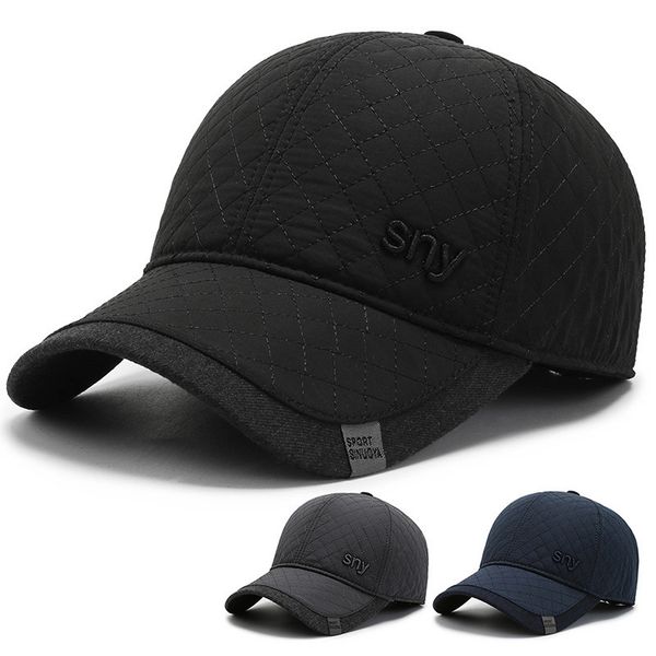 

autumn and winter new baseball plush thickened old cold proof felt warm ear protection cap men's cotton hat, Blue;gray