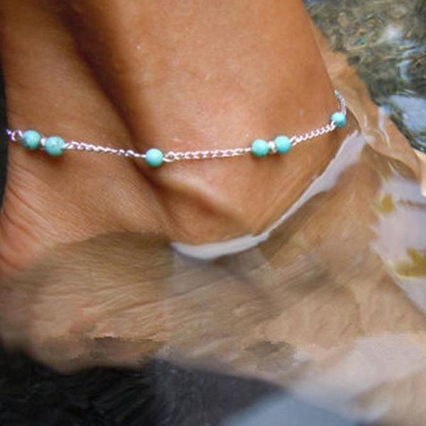 

anklets bohemia fashion green blue color beads anklet women beach foot jewelry leg chain ankle bracelets accessory, Red;blue