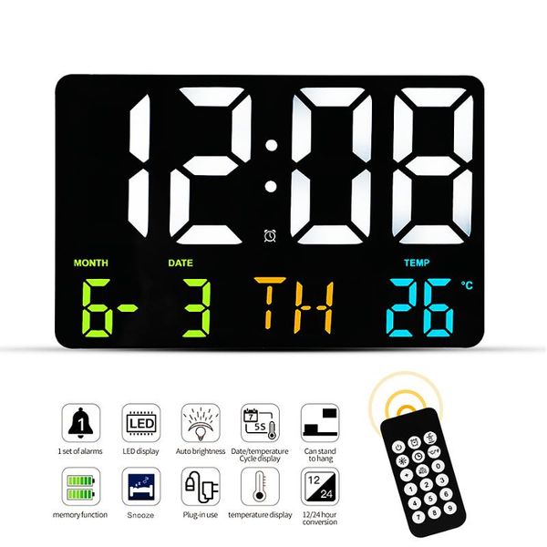 

wall clocks modern decorative led alarm clock mirror remote control home deskwith calendar