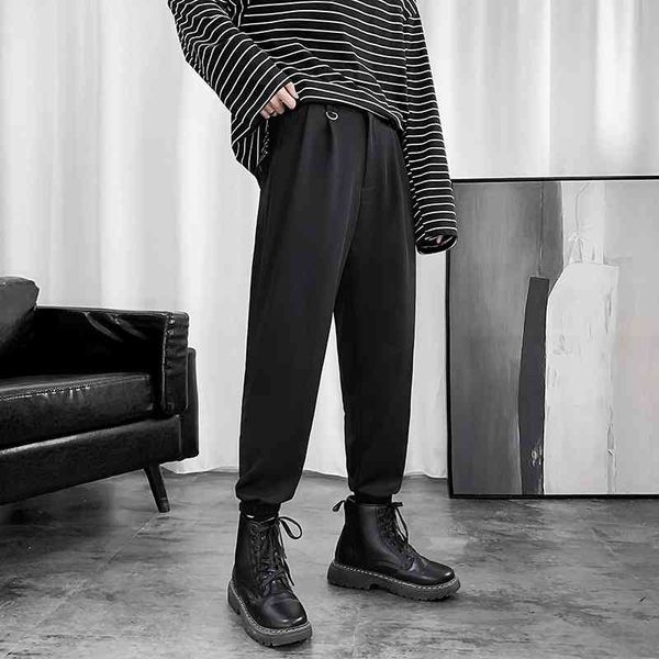 

casual men's summer trendy brand fried street dark department loose fall feeling bf harlan dk uniform legged pants, Black