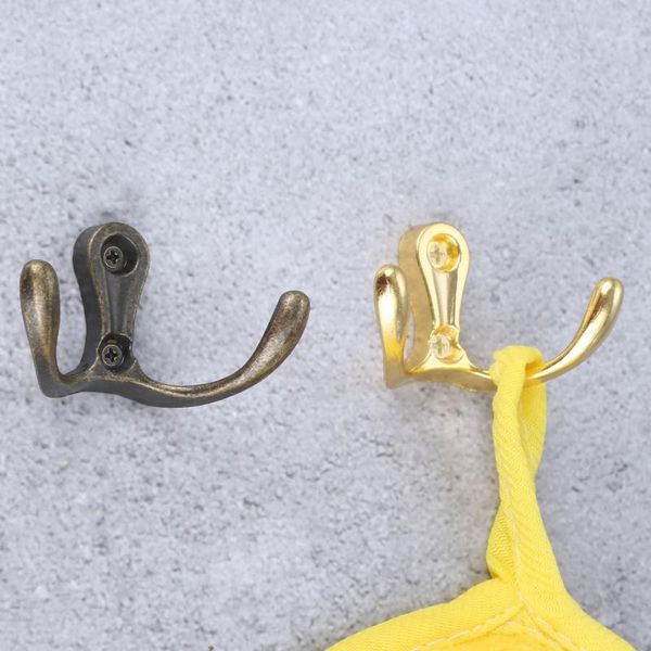 

2sets double head hooks wall mounted hanger w/screws antique bronze/gold coat/key/bag/towel/hat holder bathroom kitchen 53x30mm & rails