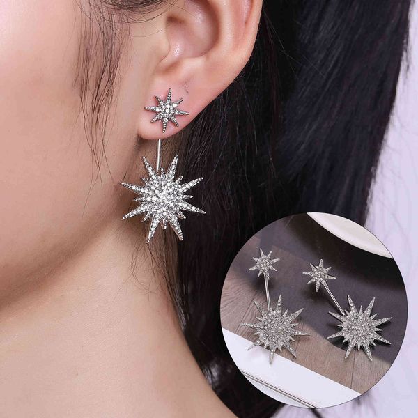 

s925 silver needle earrings fashionable new snowflake earrings with diamond back hanging snowflake earrings star accessories