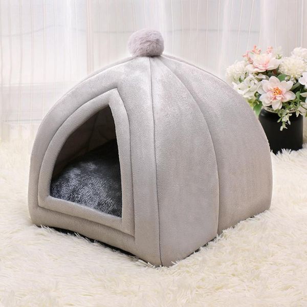 

cat beds & furniture foldable pet dog tent house kennel winter warm nest soft sleeping mat non-slip bottom cats puppy cave dogs sofa