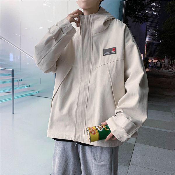 

men's jackets autumn streetwear bomber hooded men hip hop korean windbreaker hoodies male oversize simple solid coat x6sc, Black;brown