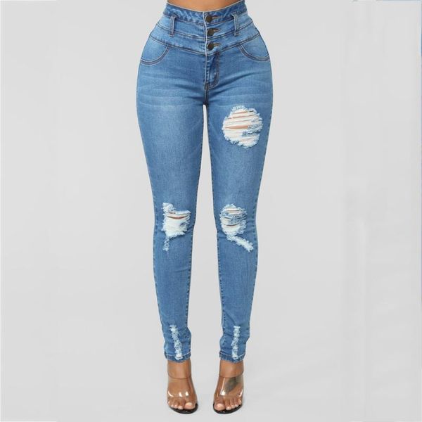 

fashion womens casual pocket high waist jeans harem denim pants ankle-length trousers spodnie damskie z dziurami #3 women's, Blue