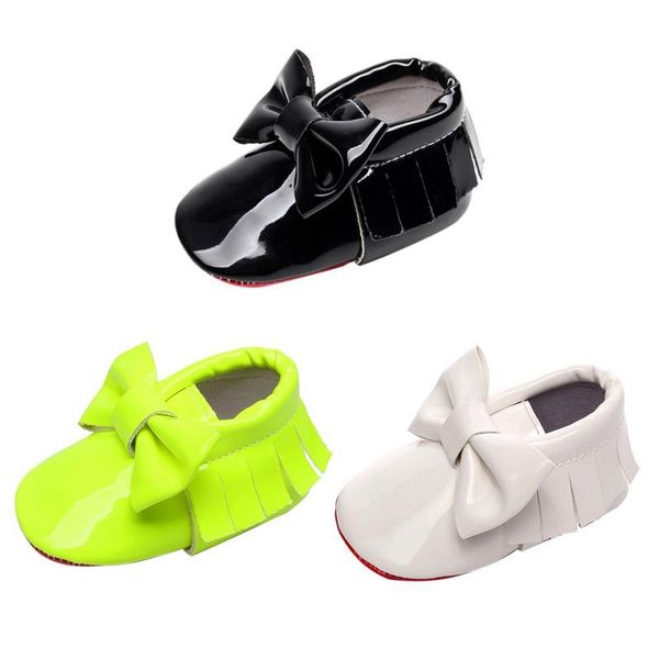 

first walkers spring and autumn fashion children boys girls bright leather bow baby warm soft bottom toddler shoes