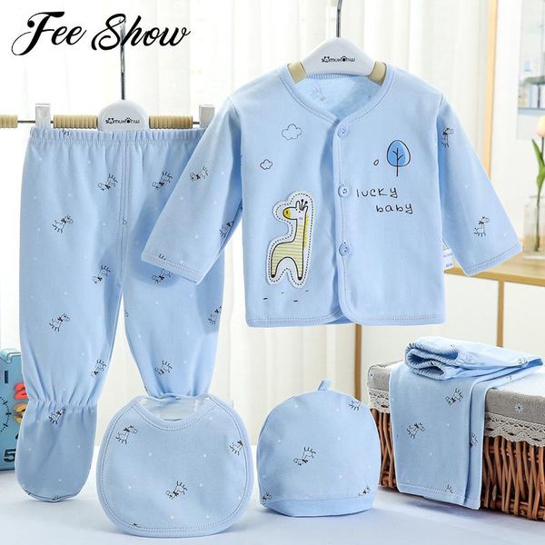 

5pcs baby outfit girl clothes 0-3m spring summer print cartoon born clothing gift set cotton boy sets, White