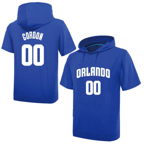 

magic 00 alon gordon jersey thin hooded short sleeve sweater half sleeve t-shirt hoodie trend pullover t, Gray