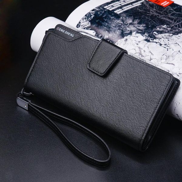 

wallets leather long wallet men pruse male clutch zipper around women money bag pocket mltifunction, Red;black
