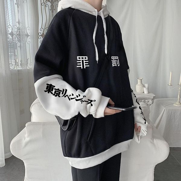 

men's hoodies & sweatshirts funny anime tokyo revengers hanma shuji women sweatshirt harajuku cool manga print winter warm oversized lo, Black