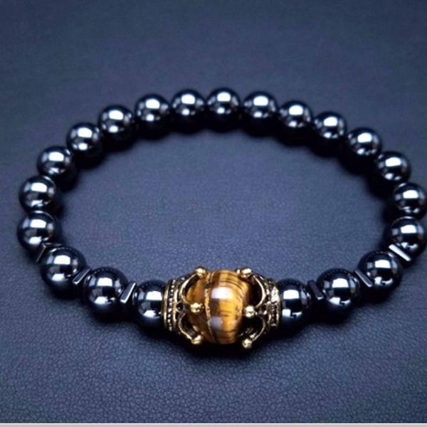 

link, chain 2021 exquisite jewelry alloy crown stone bead bracelet for women charm bangle, Black