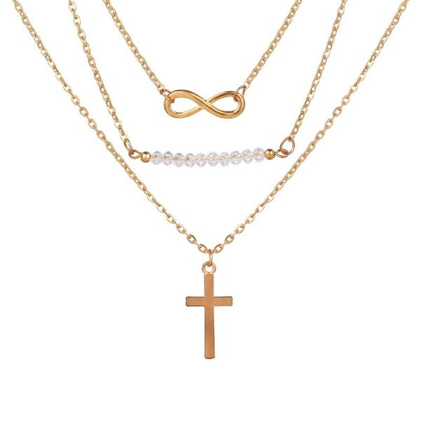 

pendant necklaces light luxury necklace female tide net red clavicle chain simple temperament eye cross accessories, Silver
