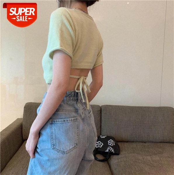 

ins all-match round neck halter lace knitted #vq9u, Black;gray