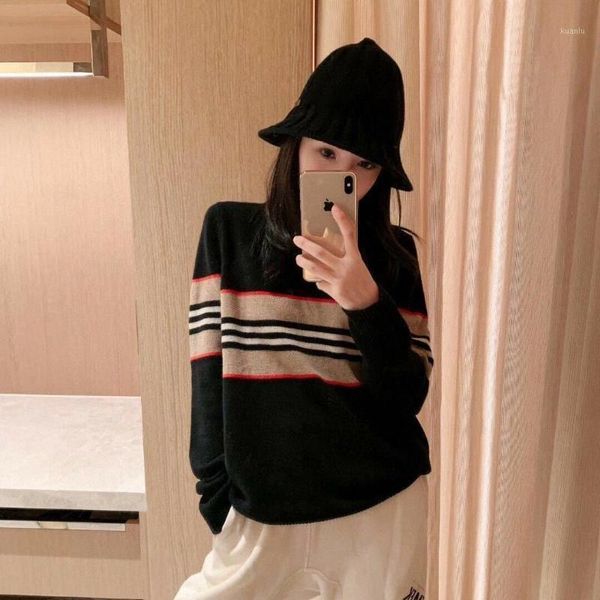 

men's sweaters 2021 classic stripe stitched sweater women's spring and autumn lovers' knitted pullover bottoming shirt, White;black