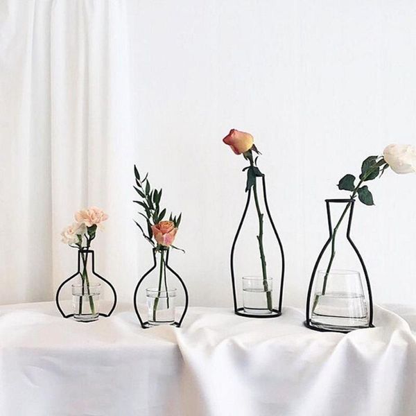 

retro iron line vase plant flower home decoration metal holder nordic styles vases ornament creative decor