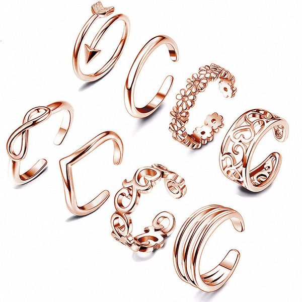 

korean foot charm rose simple women's opening ring, Silver