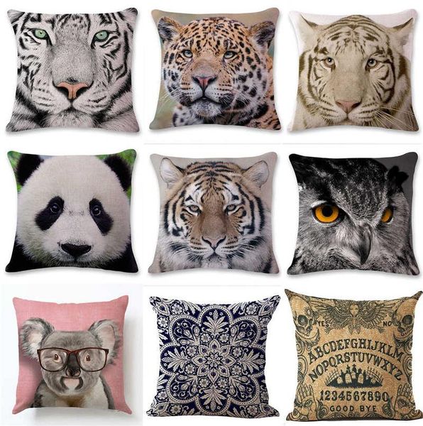 

animals world 45*45 cm cushion cover square polyester tiger lion gorilla throw pillowcase for home sofa decorative pillow cushion/decorative