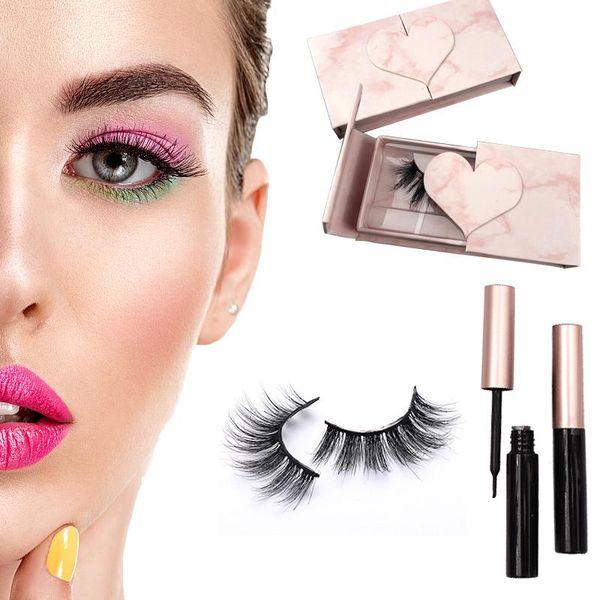 

wholesale 3d lashes faux mink magnetic with eyeliner your own brand eyelashes false