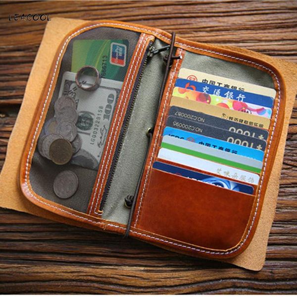 

wallets vintage men genuine leather wallet handmade long clutch bag purse organizer travel large passport card holder coin pocket, Red;black