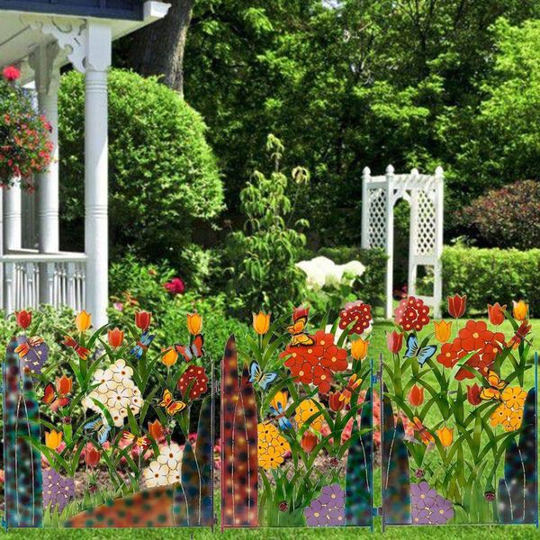

fencing, trellis & gates flowers fencing panel with leaves wrought iron guardrail decoration for balcony patio lawn yard stakes diy walkways