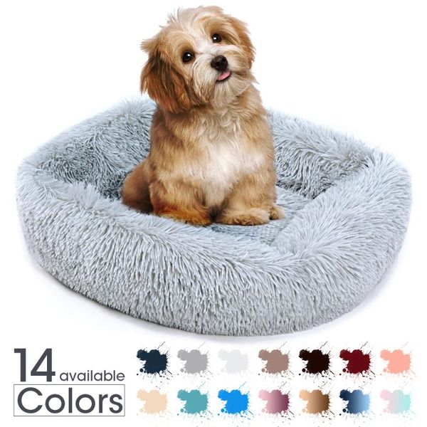 

square dog bed house cat mat winter warm sleeping dogs puppy nest soft long plush pet cushion portable for pets cats basket kennels & pens
