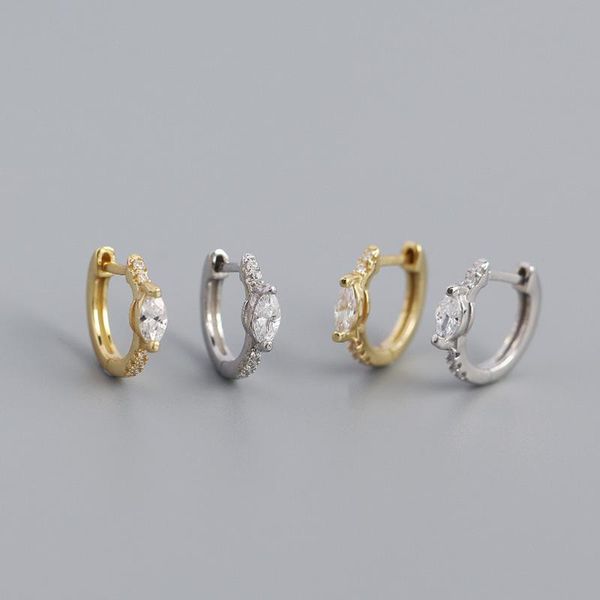 

hoop & huggie 1pair 100% authentic 925 sterling silver horse eye cz earrings jewelry, Golden;silver