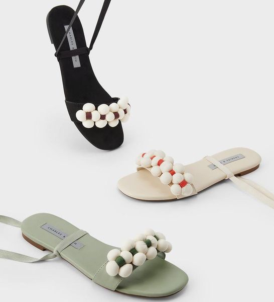 

fairy flower women sandals slipper summer beach shoes ladies flat open toe floral sandales ankle cross-tied sandalias femme 2021, Black
