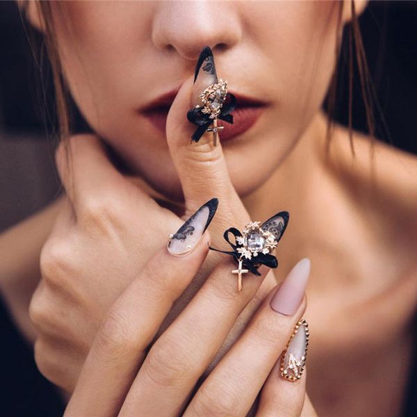 

nail art decorations 1pc handmade bow heart zircon rhinestone metal pendant manicure accessories charms, Silver;gold